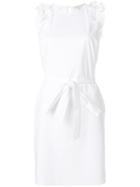 Michael Michael Kors Belted Ruffle-sleeve Dress - White