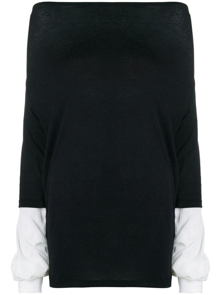 Ann Demeulemeester Contrast-cuff Fitted Sweater - Black