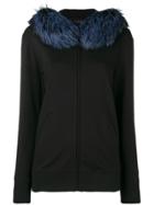 Mr & Mrs Italy Fur-trim Zipped Hoodie - Black
