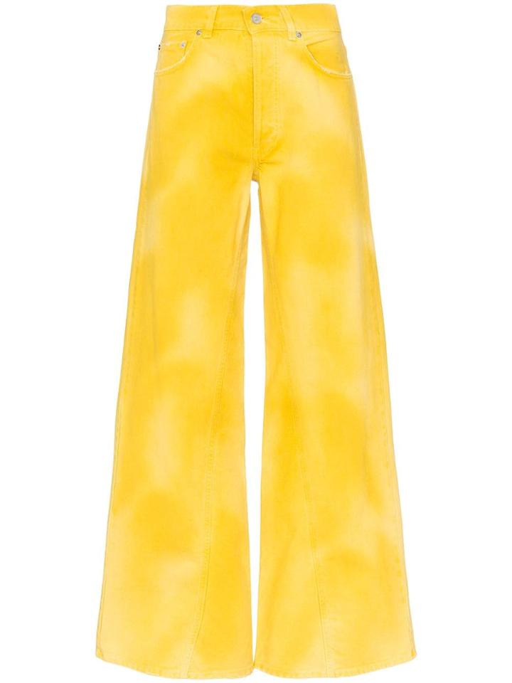 Ganni Tie Dye Wide Leg Jeans - Yellow