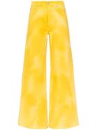 Ganni Tie Dye Wide Leg Jeans - Yellow
