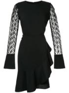 Goen.j Ruffle Trimmed Dress With Lace Sleeves - Black