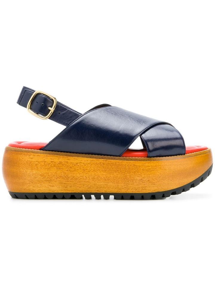 Marni Cross-over Platform Sandals - Blue