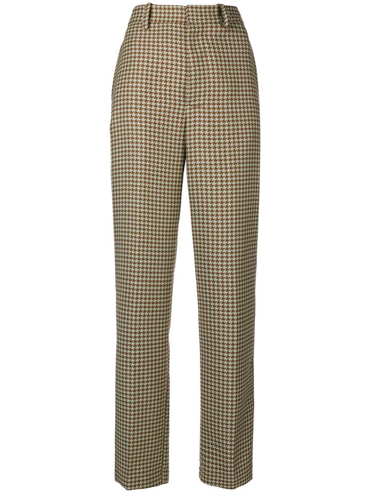 Erika Cavallini High Waist Houndstooth Trousers - Brown