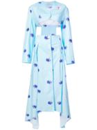 Natasha Zinko Printed Cutout Buttondown Maxi Dress - Blue