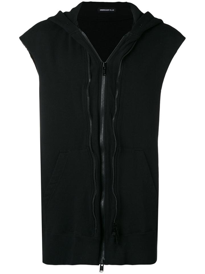 Undercover Back Print Sleeveless Hoodie - Black