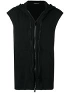 Undercover Back Print Sleeveless Hoodie - Black