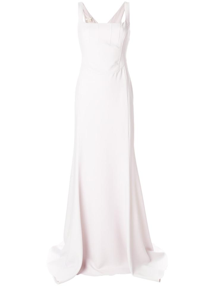 Antonio Berardi Fitted Bodice Flared Gown - Pink & Purple