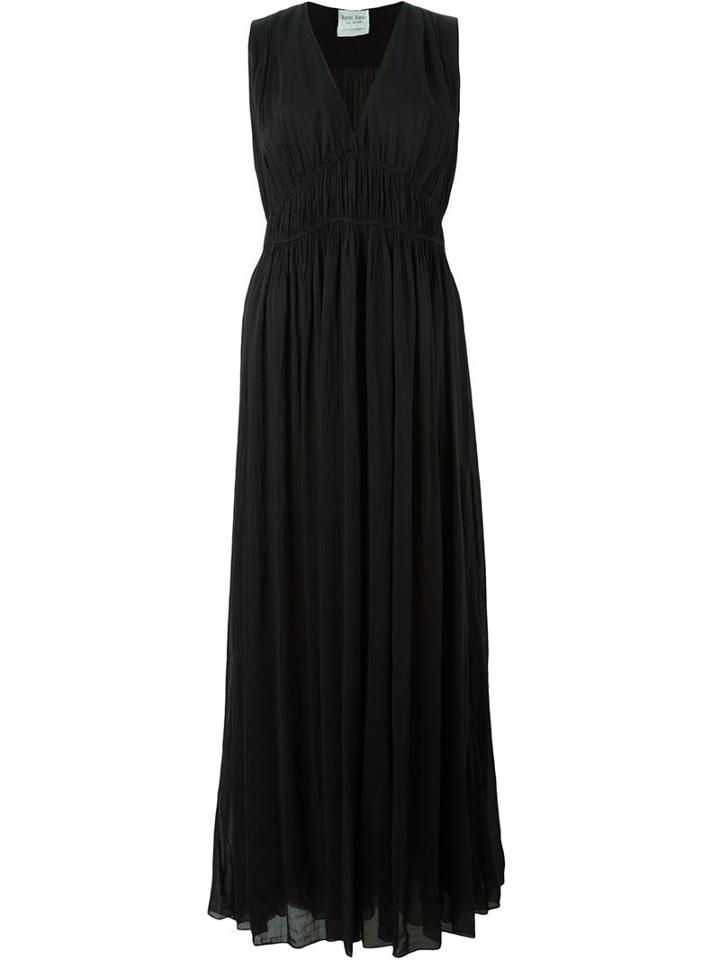 Forte Forte My Dress Pleated Semi Sheer V Neck Dress, Women's, Size: 1, Black, Cotton