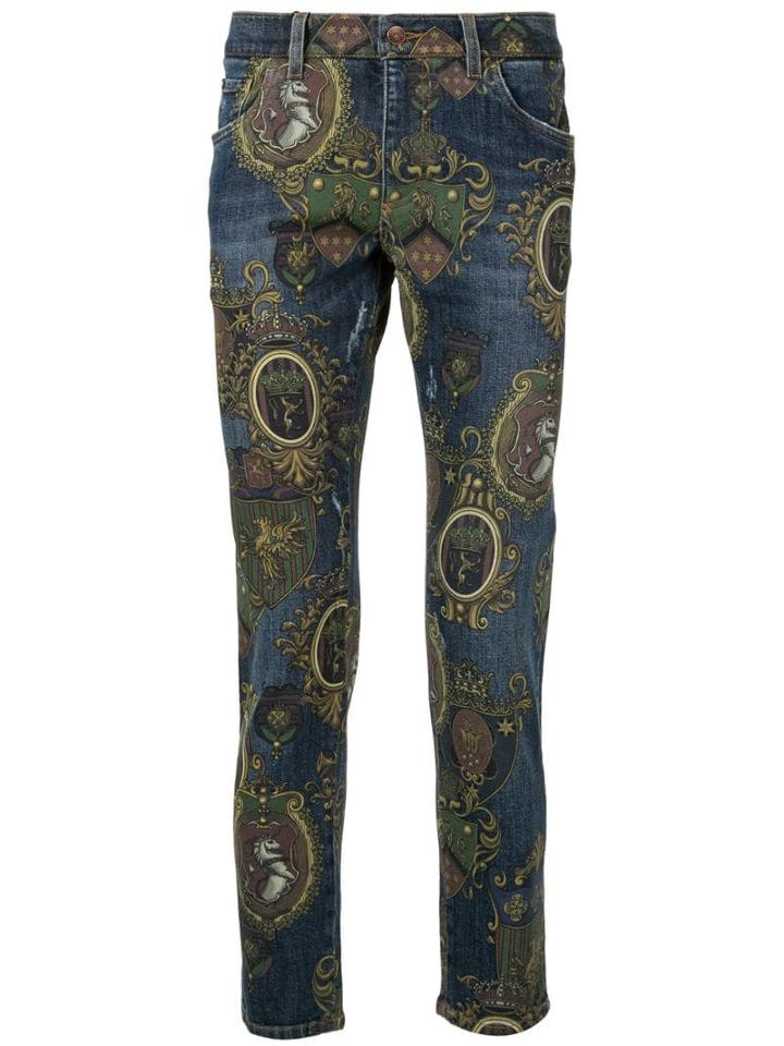 Dolce & Gabbana Baroque Print Jeans - Blue