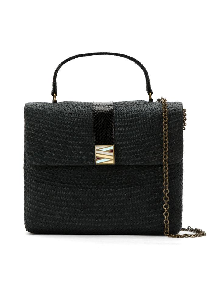 Serpui Straw 'riabun' Bag - Black