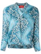 F.r.s For Restless Sleepers Birds Print Jacket, Women's, Blue, Silk