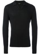 James Perse Knitted Long Sleeve Polo Shirt, Men's, Size: 1, Grey, Cotton/cashmere/wool