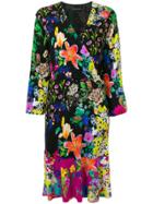 Etro Floral Print Wrap Dress - Black