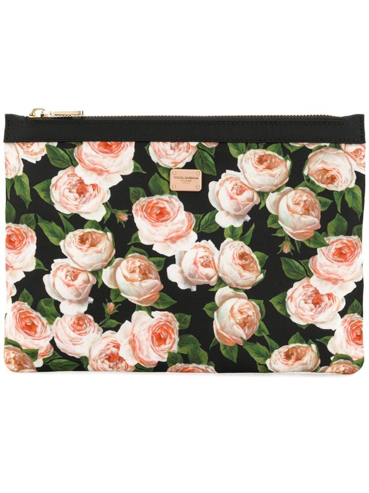 Dolce & Gabbana Floral Print Make Up Bag - Black