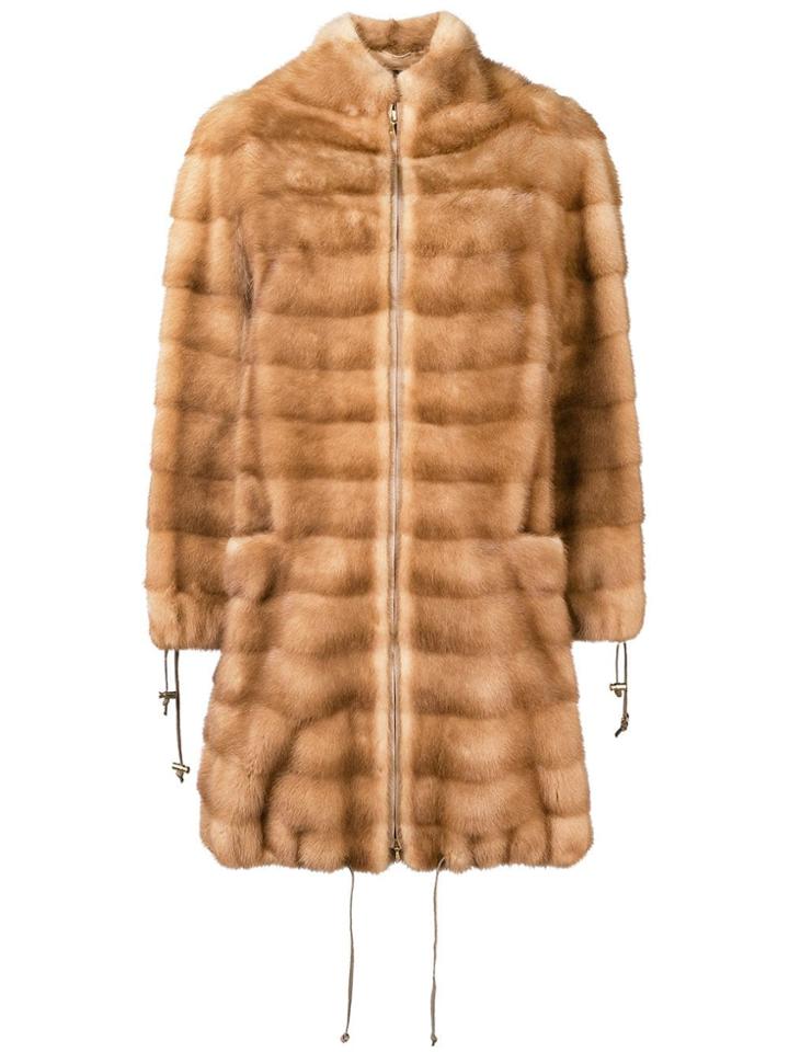 Liska Drawstring Detail Coat - Neutrals