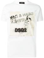Dsquared2 Sketch Print T-shirt, Men's, Size: Medium, White, Cotton