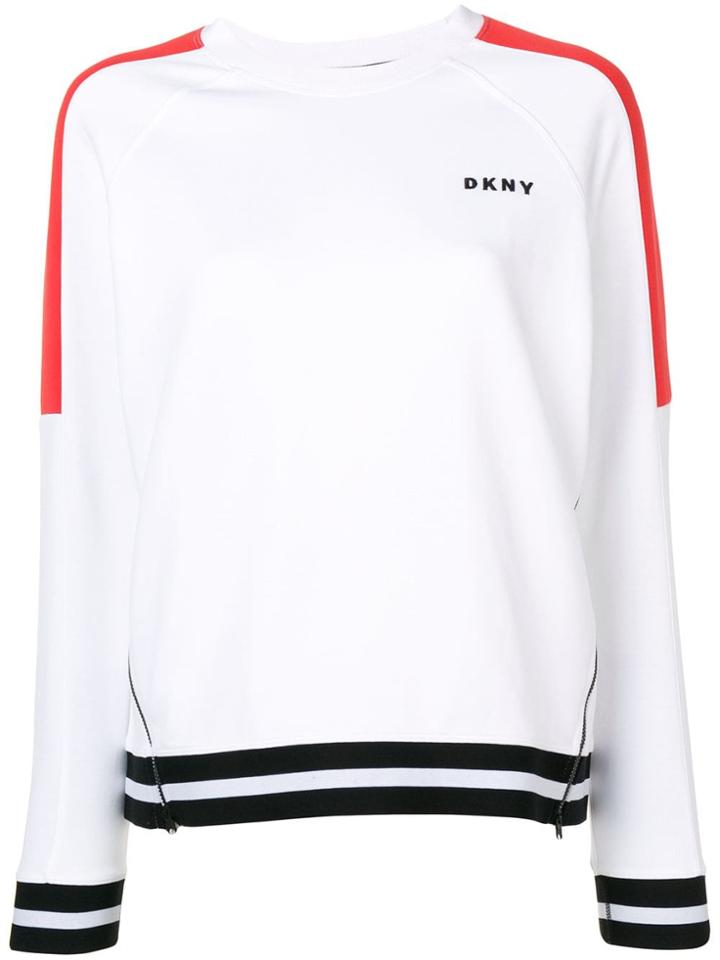 Dkny Zip Detail Colour Block Pullover - White