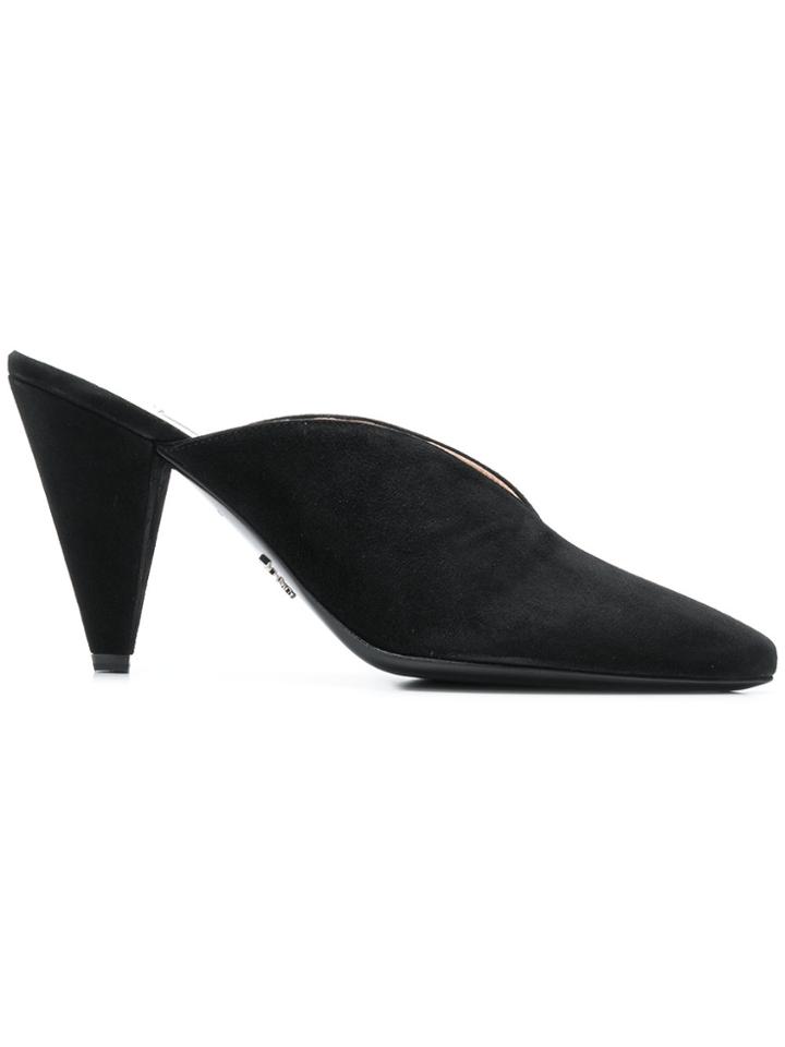 Prada Pointed Toe Mules - Black