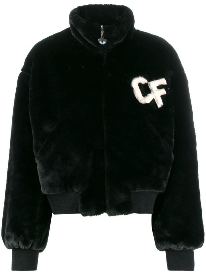 Chiara Ferragni Faux Fur Bomber Jacket - Black