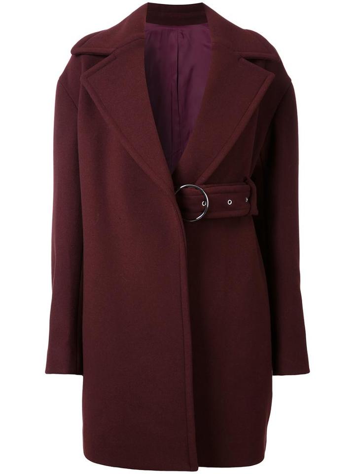 Le Ciel Bleu Belted Coat, Women's, Size: 36, Red, Rayon/wool