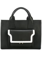 Marni Contrast Trim Tote, Women's, Black, Calf Leather