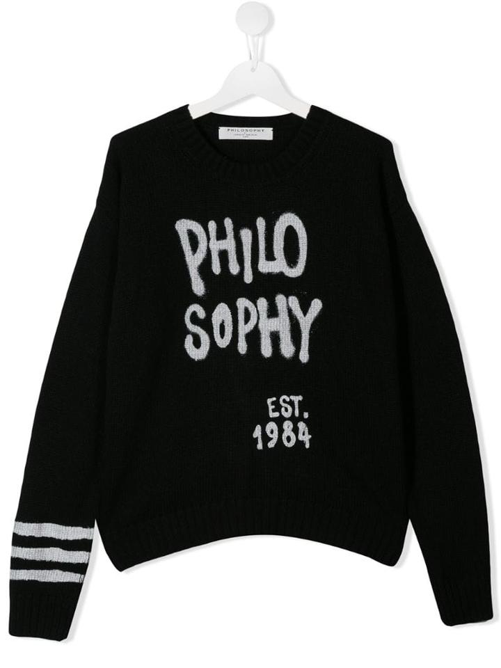Philosophy Di Lorenzo Serafini Kids Printed Logo Jumper - Black