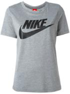 Nike Logo Print T-shirt, Women's, Size: Large, Grey, Polyester/modal
