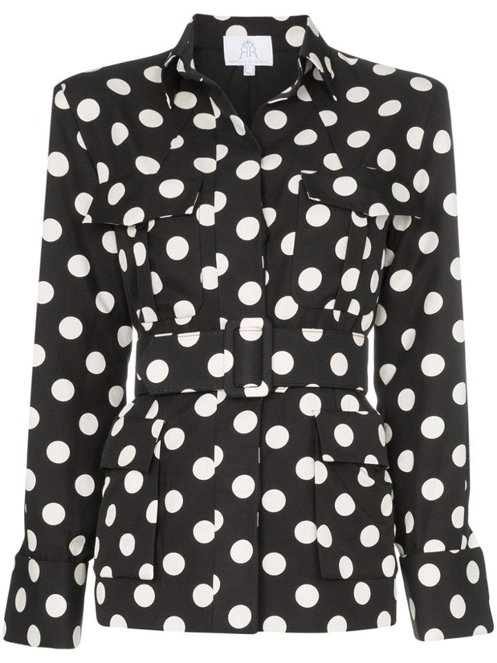 Rebecca De Ravenel Polka Dot Safari Silk Jacket - Black