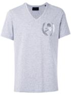 Philipp Plein - Skull Print V-neck T-shirt - Men - Cotton - L, Grey, Cotton