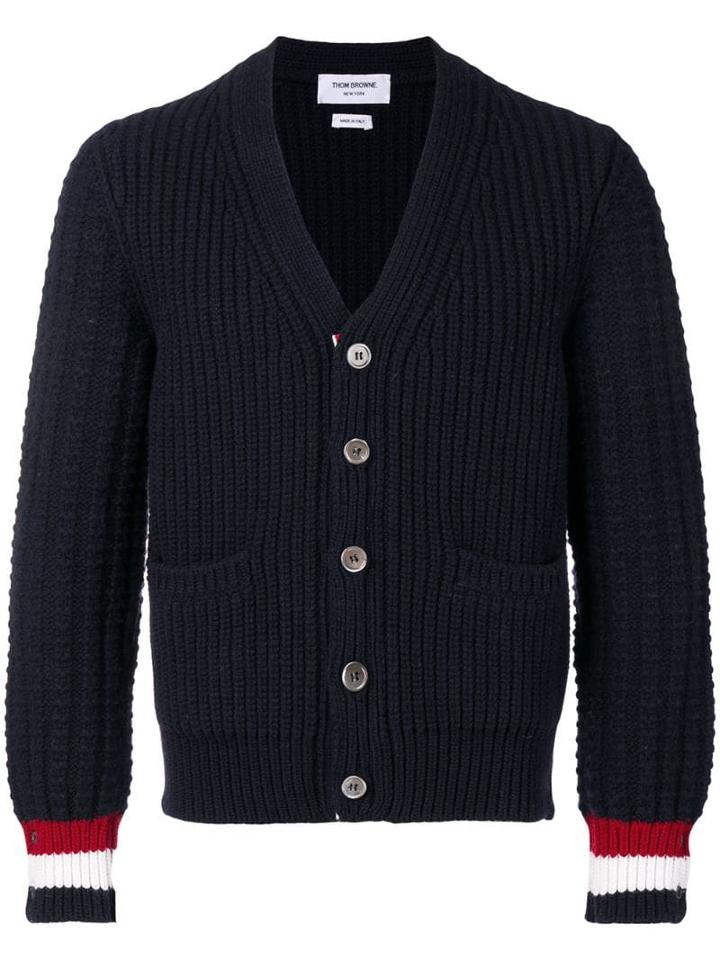 Thom Browne Chunky Fun-mix Stitch Merino Cardigan - Blue