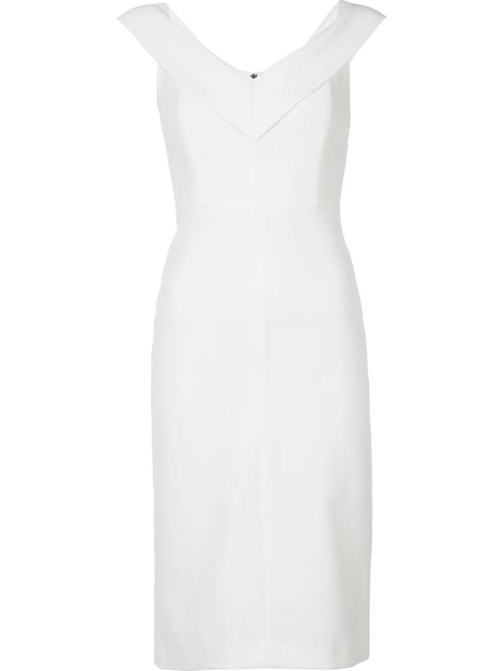 Alice+olivia Fitted Midi-dress, Women's, Size: 6, White, Polyester/spandex/elastane/acetate