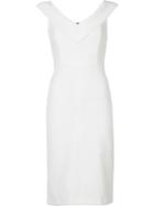 Alice+olivia Fitted Midi-dress, Women's, Size: 6, White, Polyester/spandex/elastane/acetate