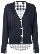 Thom Browne Half-&-half Gingham Silk Cardigan - Blue