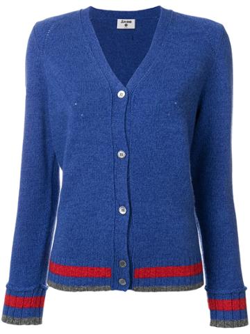 J.won Stripe Detail V-neck Cardigan - Blue