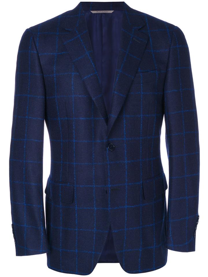 Canali Checked Blazer - Blue