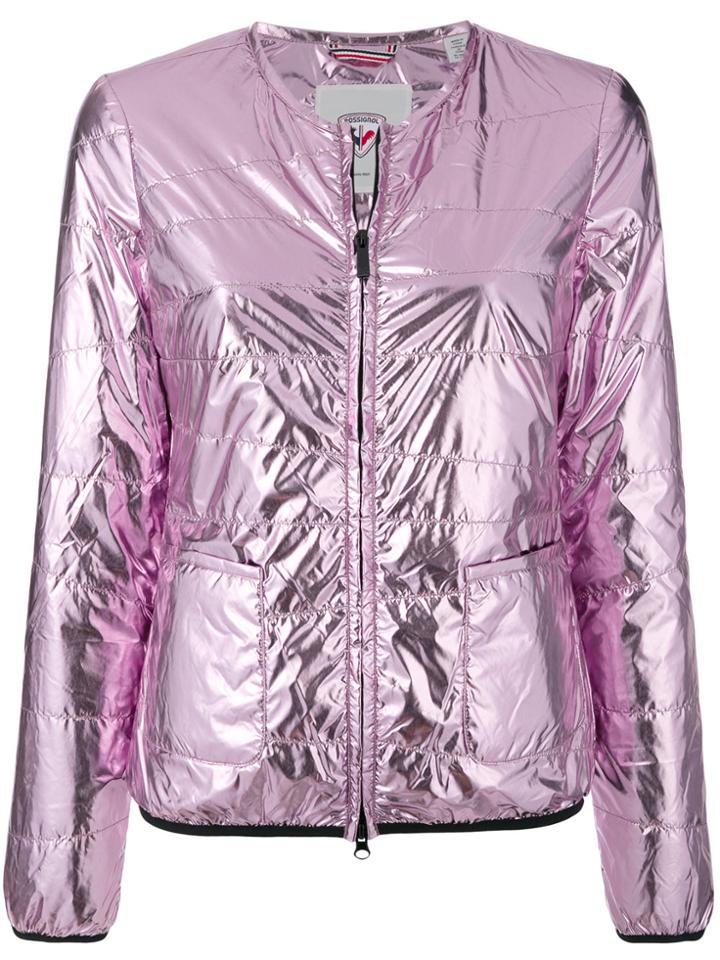 Rossignol Collarless Laminated Jacket - Pink & Purple