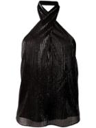 Rosetta Getty Wrap Neck Halter Top, Women's, Size: 6, Black, Polyester/rayon