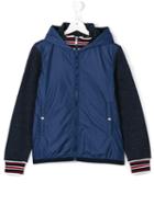 Moncler Kids Tonal Bi-texture Hooded Jacket, Boy's, Size: 14 Yrs, Blue