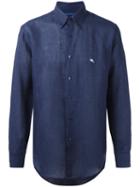 Etro Classic Shirt, Men's, Size: 40, Blue, Linen/flax/silk