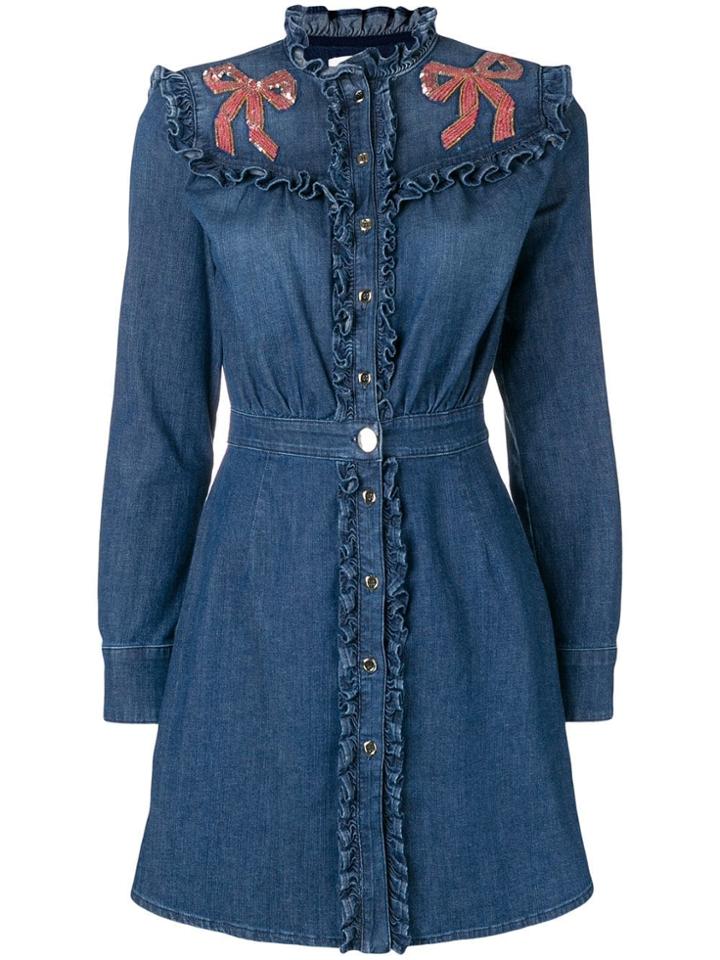 Elisabetta Franchi Ruffle Trim Dress - Blue