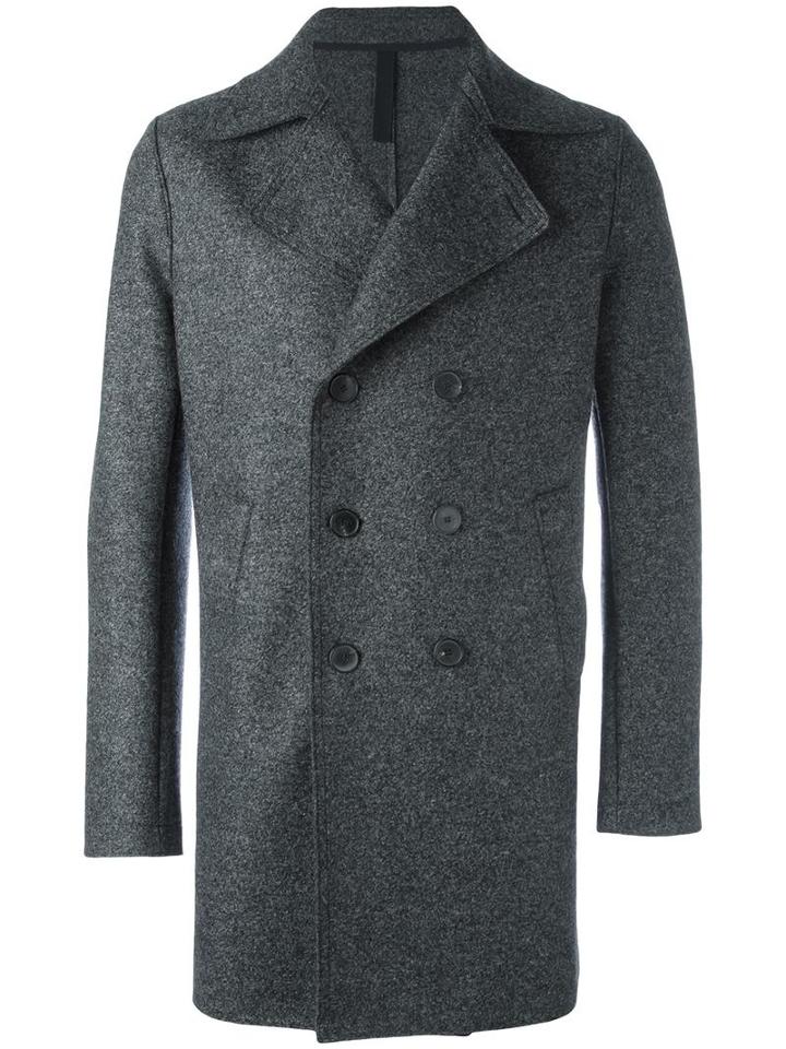 Harris Wharf London Double-breasted Mid Coat, Men's, Size: 48, Grey, Virgin Wool