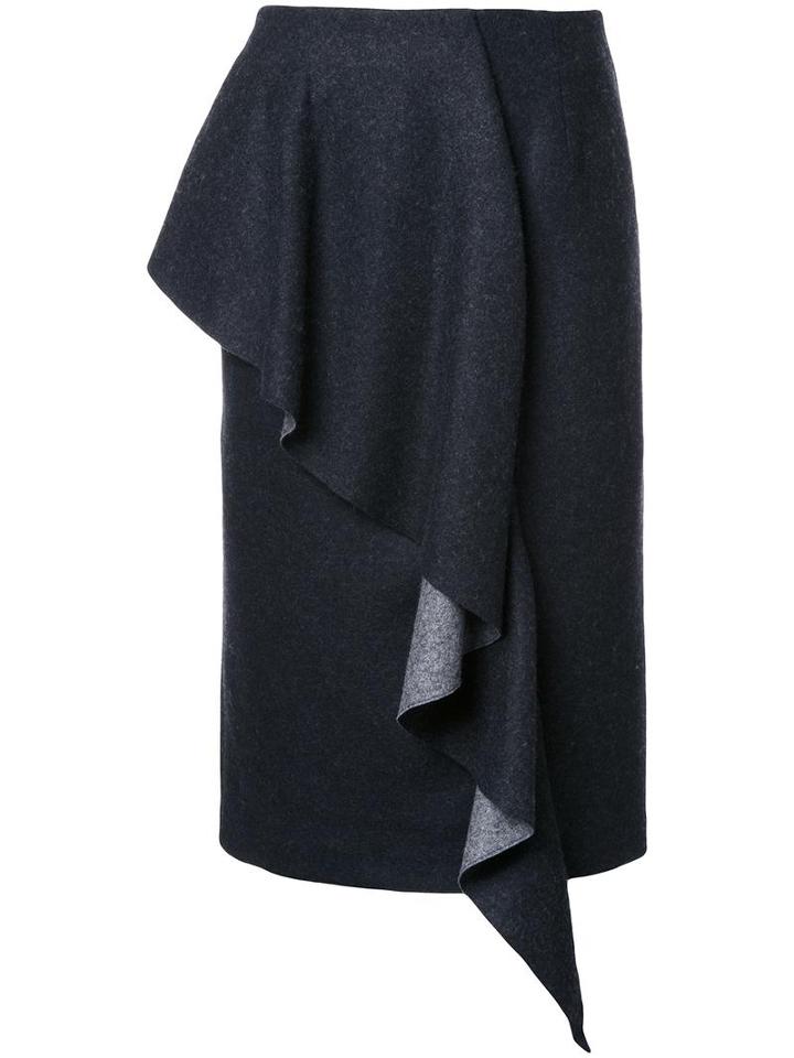 Le Ciel Bleu Rufflle Detail Skirt, Women's, Size: 38, Grey, Nylon/wool/polyester/cotton