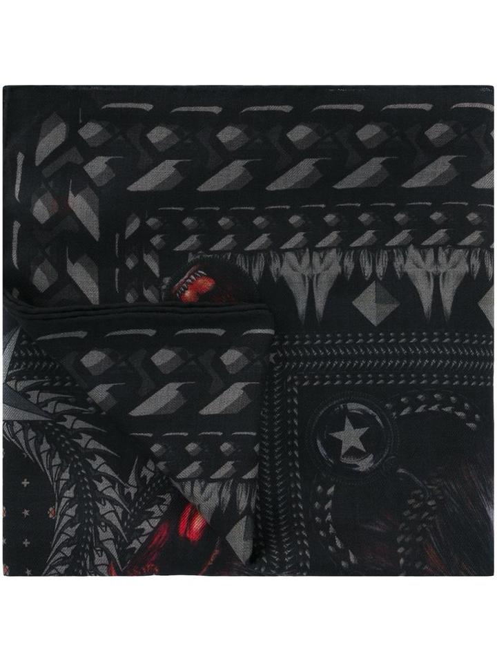 Givenchy Monkey Brothers Scarf, Men's, Black, Virgin Wool/silk