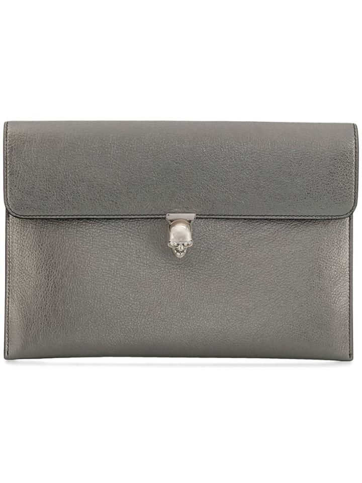 Alexander Mcqueen Skull Clutch Bag - Silver