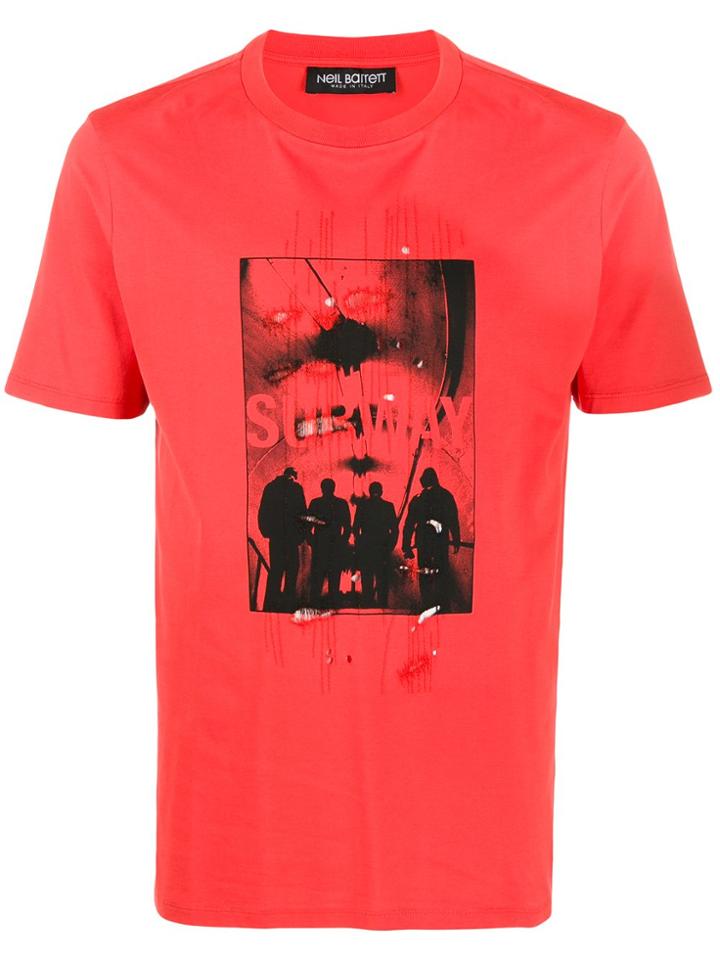 Neil Barrett Subway Photograph Print T-shirt - Red