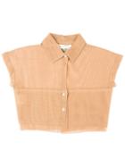 Romeo Gigli Vintage Cropped Fine Mesh Shirt, Women's, Size: 40, Brown