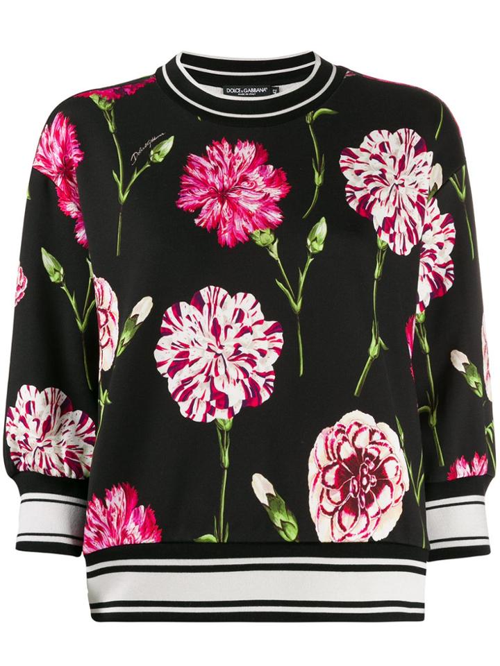 Dolce & Gabbana Carnation Knit Sweater - Black
