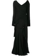 Versace Asymmetric Ruched Cold Shoulder Dress - Black