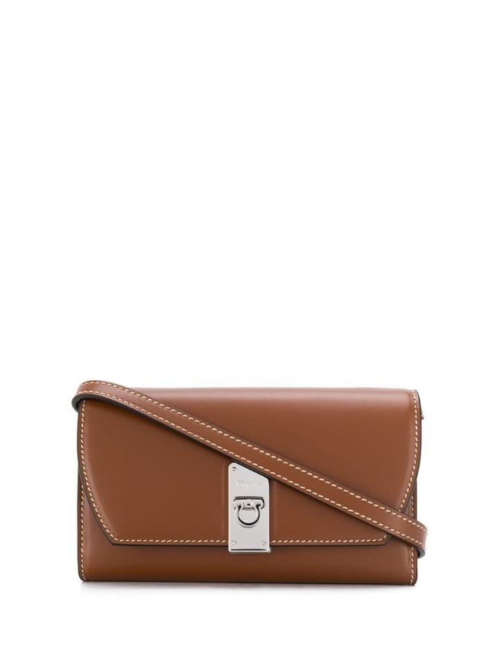 Salvatore Ferragamo Gancio Plaque Crossbody Bag - Brown